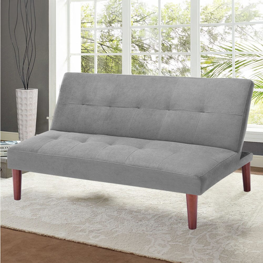Small Modern 2-Seater Padded Convertible Sofa Bed with Wooden Legs Sofa Beds Living and Home 