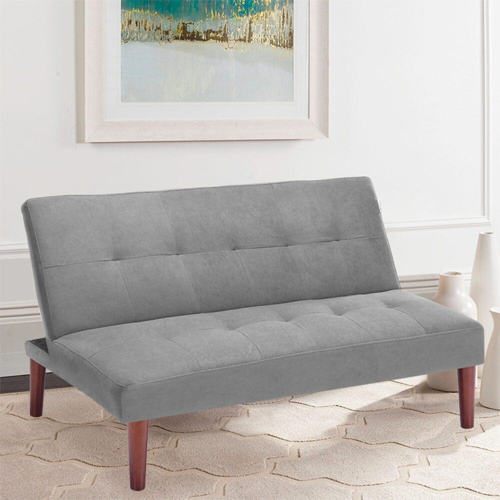 Small Modern 2-Seater Padded Convertible Sofa Bed with Wooden Legs Sofa Beds Living and Home 