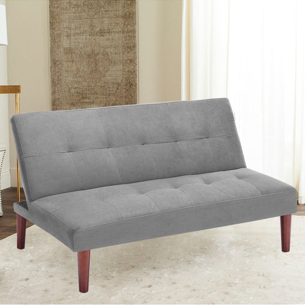 Small Modern 2-Seater Padded Convertible Sofa Bed with Wooden Legs Sofa Beds Living and Home 