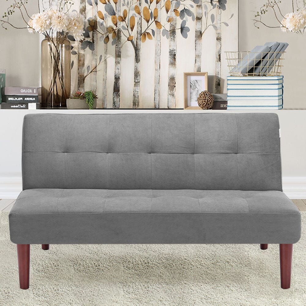 Small Modern 2-Seater Padded Convertible Sofa Bed with Wooden Legs Sofa Beds Living and Home 