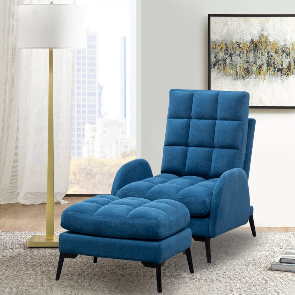 Sofa Bed Lamb Fleece 3 Recline Positions Black Metal Legs with Ottoman Living and Home 