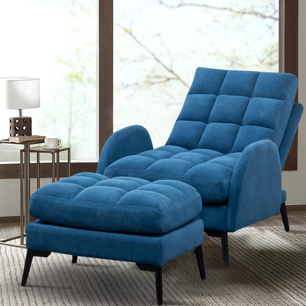 Sofa Bed Lamb Fleece 3 Recline Positions Black Metal Legs with Ottoman Living and Home 