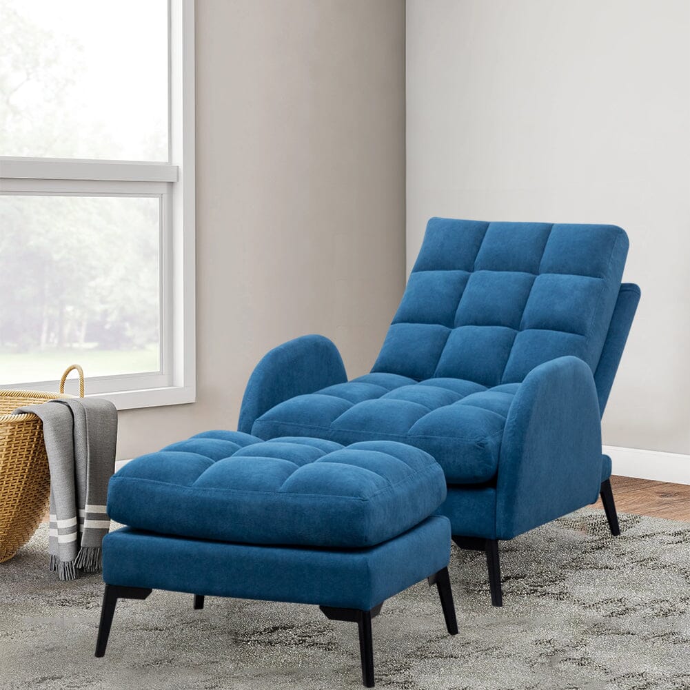 Sofa Bed Lamb Fleece 3 Recline Positions Black Metal Legs with Ottoman Living and Home 