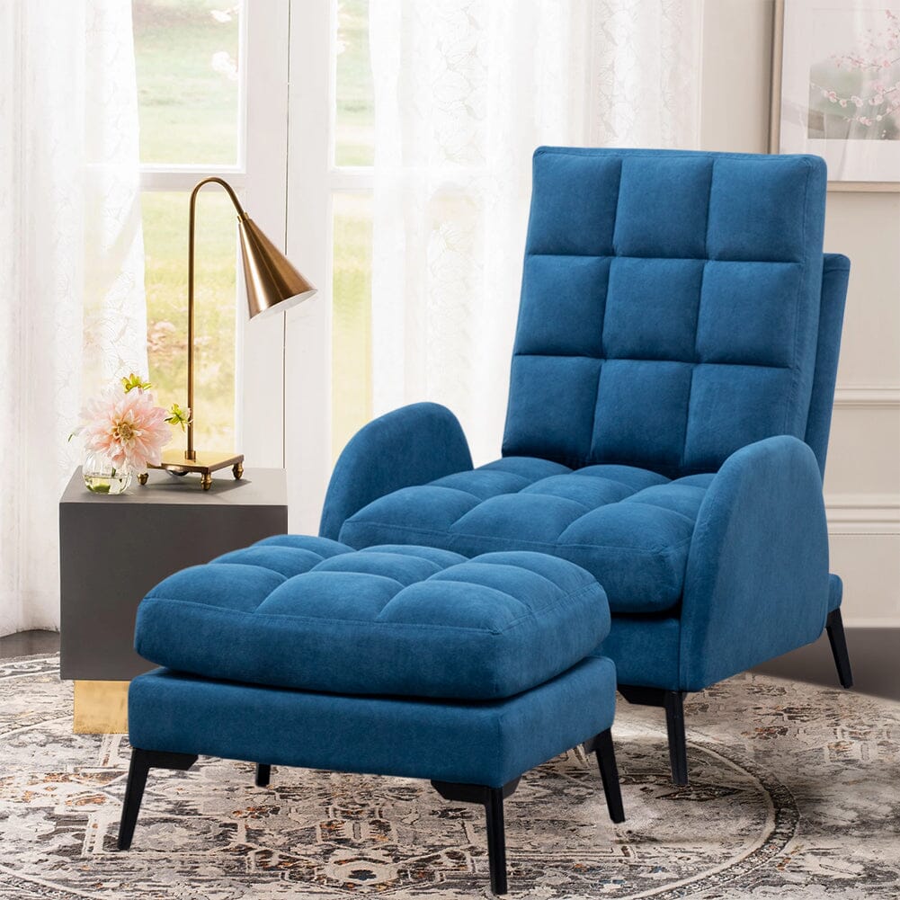 Sofa Bed Lamb Fleece 3 Recline Positions Black Metal Legs with Ottoman Living and Home 