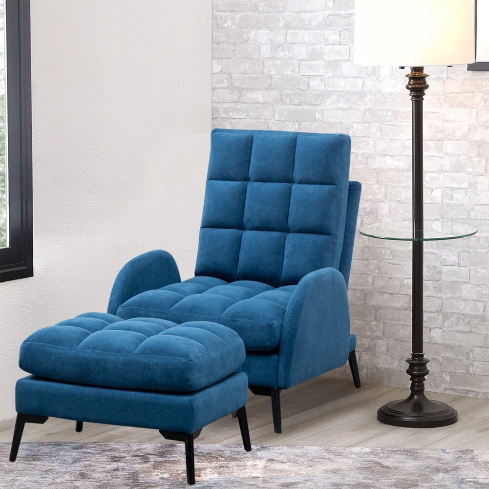 Sofa Bed Lamb Fleece 3 Recline Positions Black Metal Legs with Ottoman Living and Home 