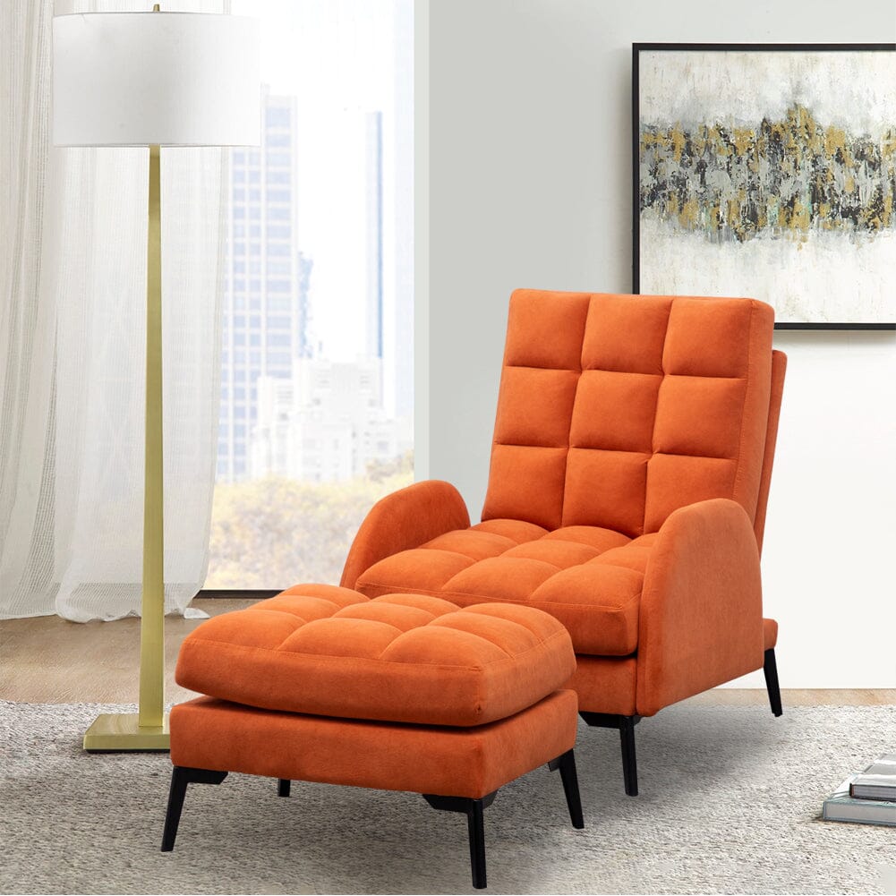 Sofa Bed Lamb Fleece 3 Recline Positions Black Metal Legs with Ottoman Living and Home 