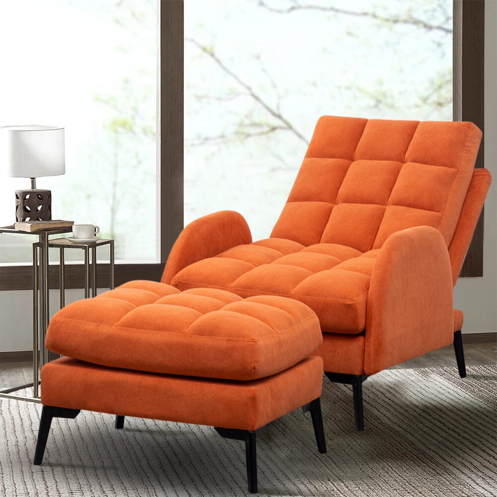 Sofa Bed Lamb Fleece 3 Recline Positions Black Metal Legs with Ottoman Living and Home 