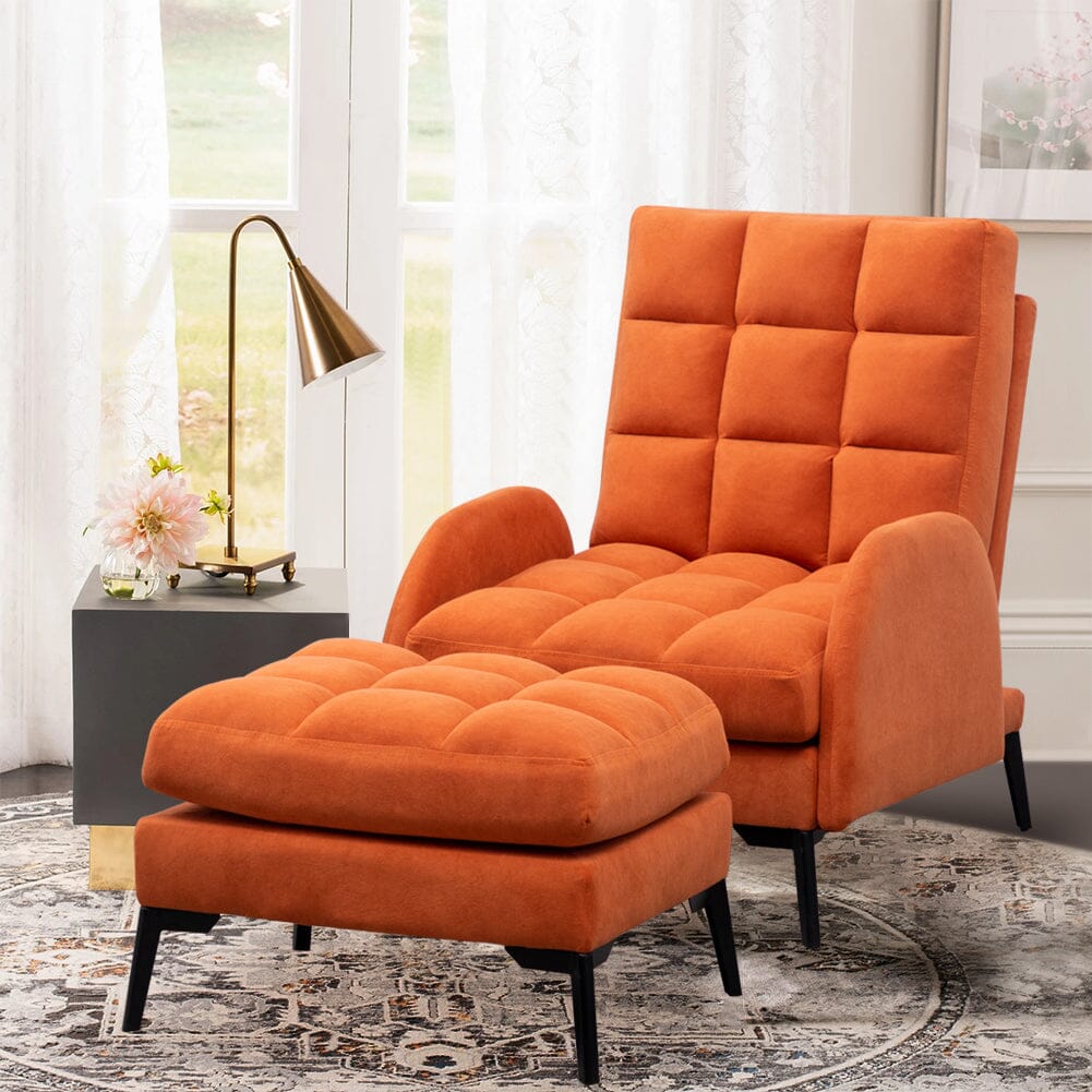 Sofa Bed Lamb Fleece 3 Recline Positions Black Metal Legs with Ottoman Living and Home 
