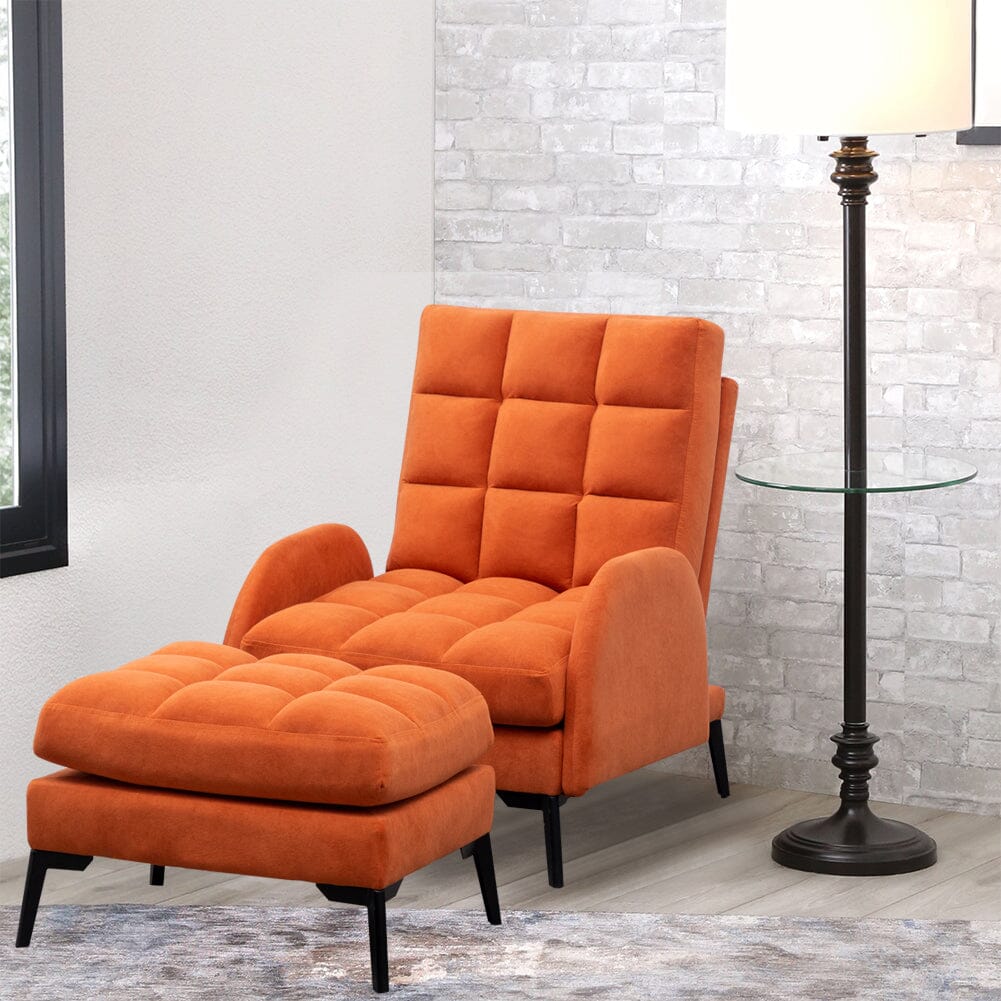 Sofa Bed Lamb Fleece 3 Recline Positions Black Metal Legs with Ottoman Living and Home 