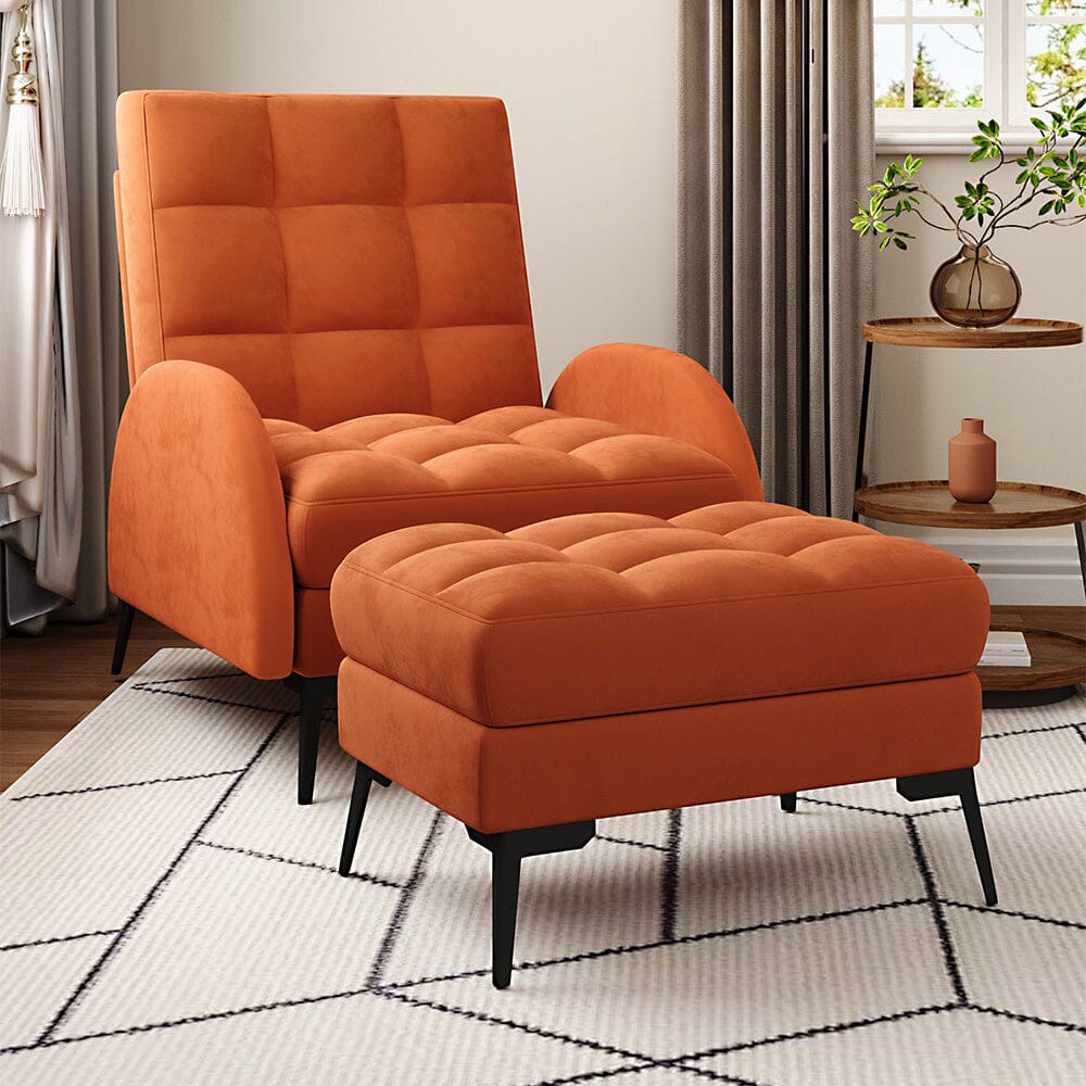 Sofa Bed Lamb Fleece 3 Recline Positions Black Metal Legs with Ottoman Living and Home 