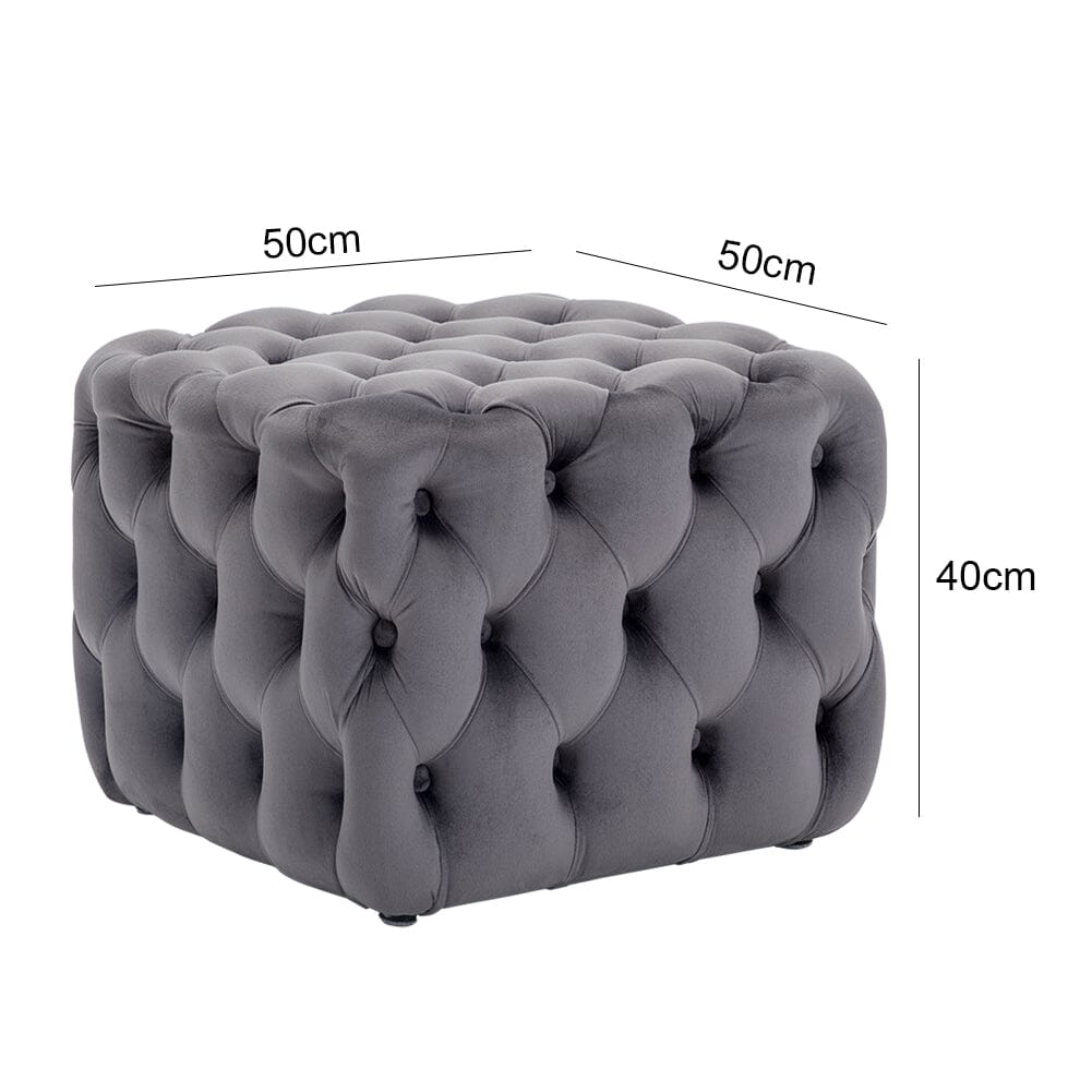 Modern Grey Velvet Cube Ottoman for Living Room & Bedroom Living and Home 