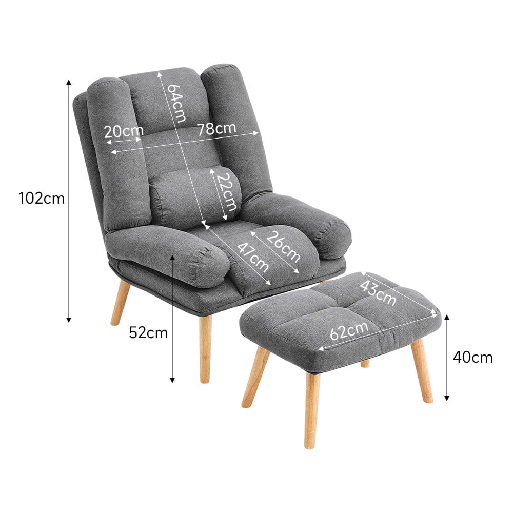 Modern Adjustable Leisure Chair with Ottoman Grey Living and Home 