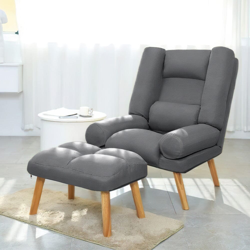 Modern Adjustable Leisure Chair with Ottoman Grey Living and Home 