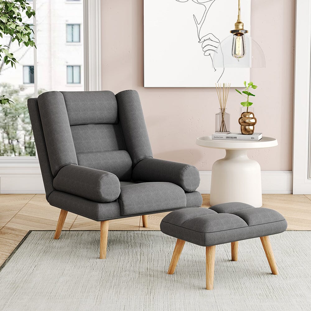 Modern Adjustable Leisure Chair with Ottoman Grey Living and Home 