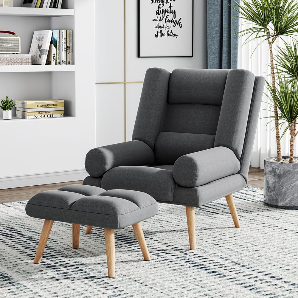 Modern Adjustable Leisure Chair with Ottoman Grey Living and Home 