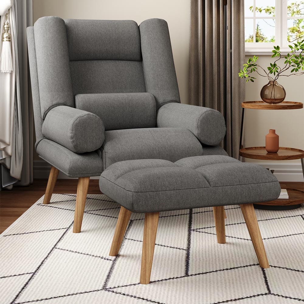 Modern Adjustable Leisure Chair with Ottoman Grey Living and Home 