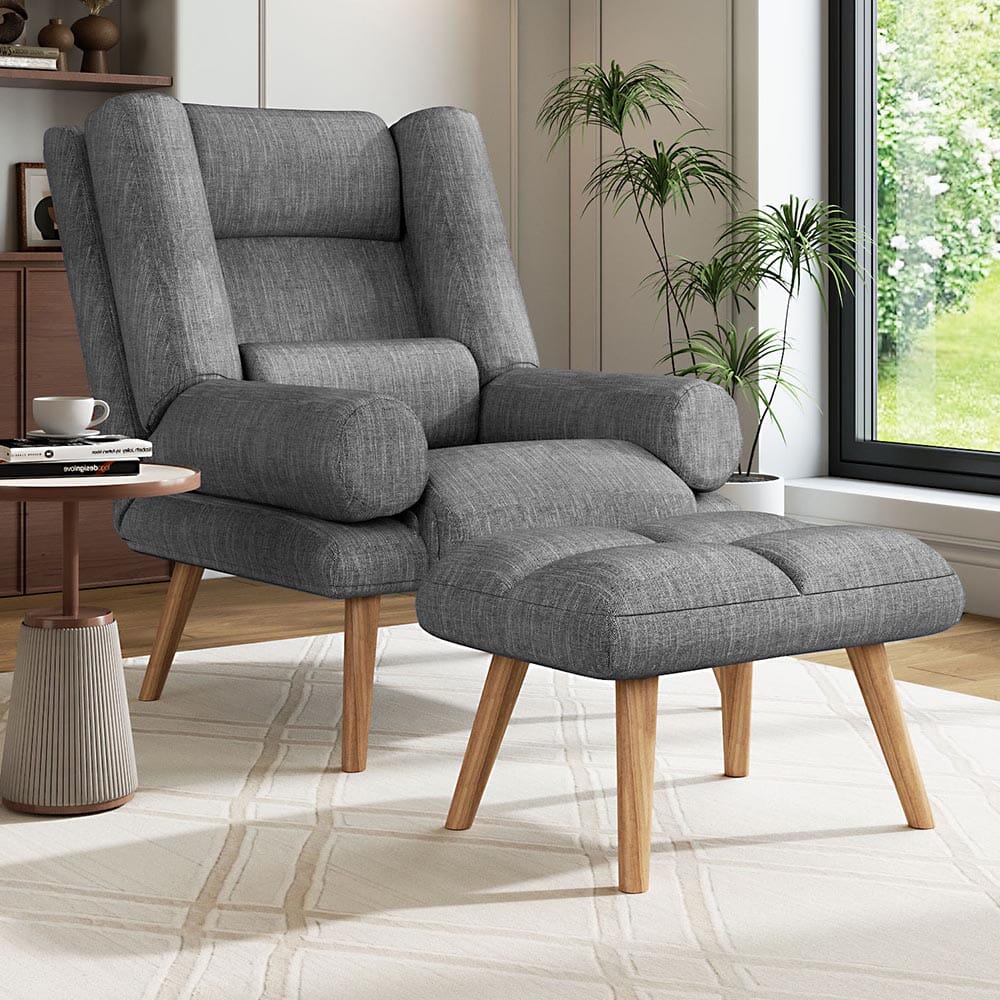 Modern Adjustable Leisure Chair with Ottoman Grey Living and Home 