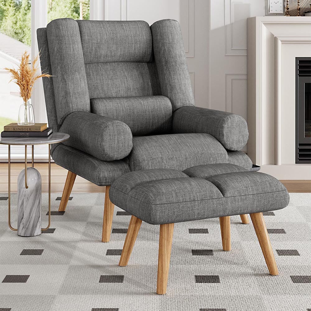 Modern Adjustable Leisure Chair with Ottoman Grey Living and Home 