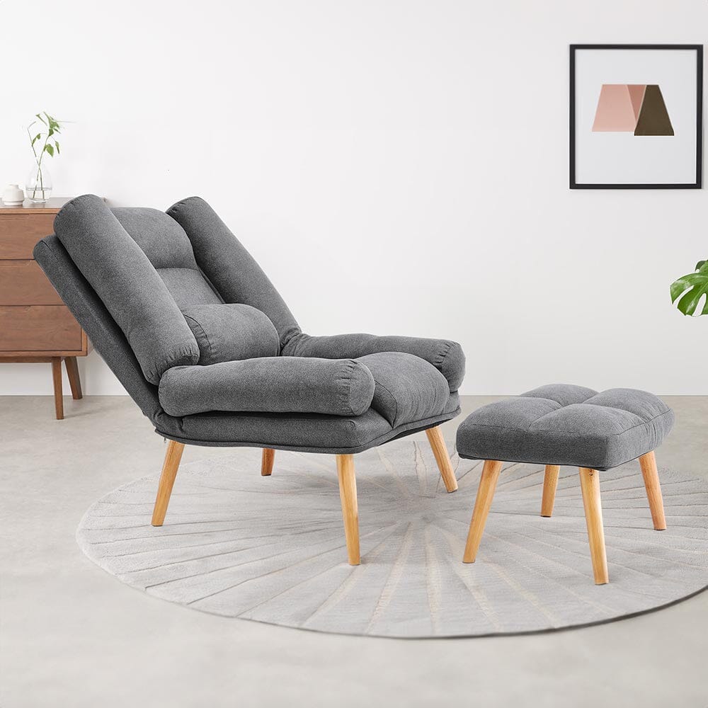 Modern Adjustable Leisure Chair with Ottoman Grey Living and Home 