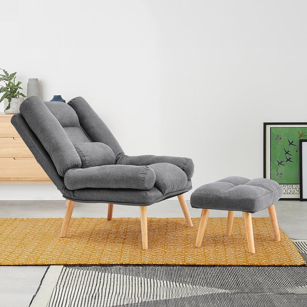 Modern Adjustable Leisure Chair with Ottoman Grey Living and Home 
