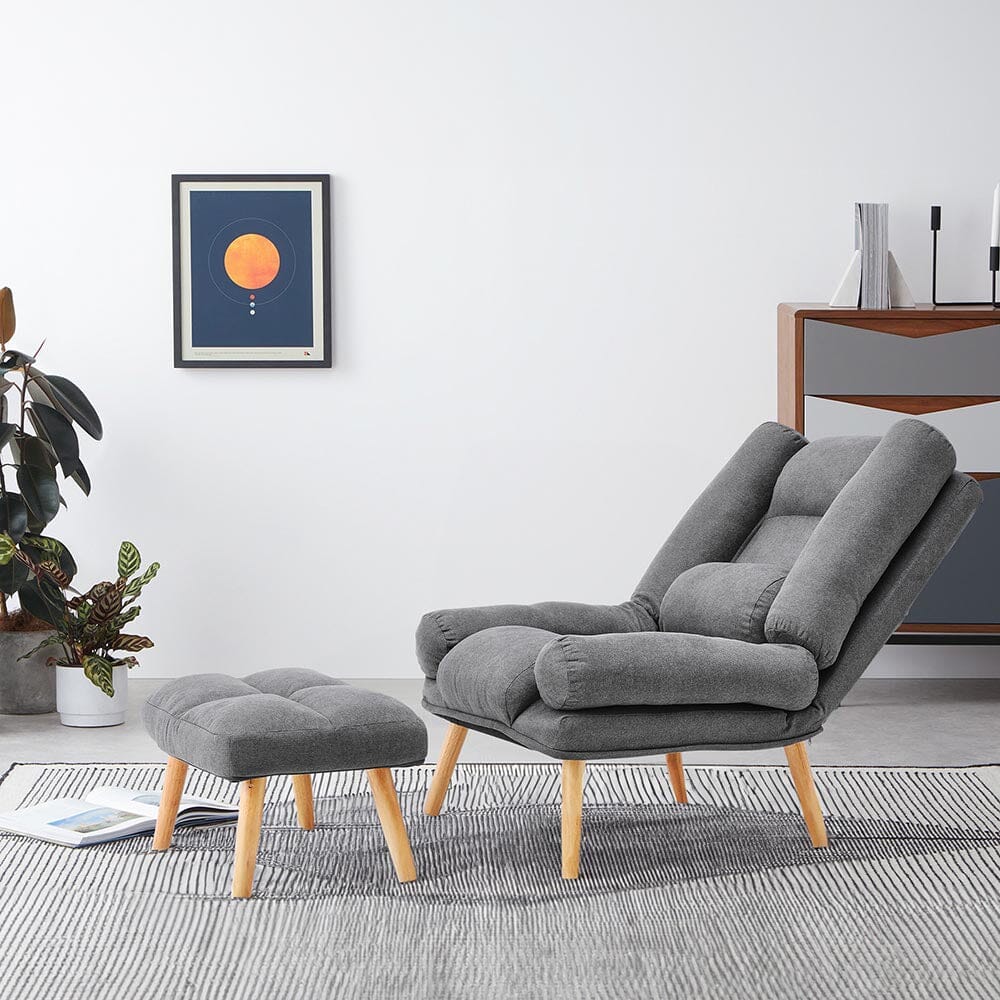 Modern Adjustable Leisure Chair with Ottoman Grey Living and Home 