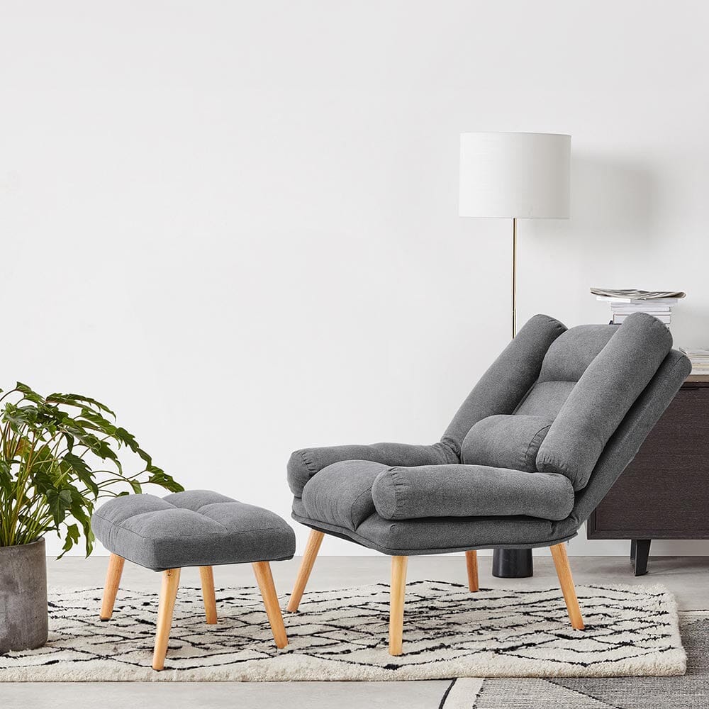 Modern Adjustable Leisure Chair with Ottoman Grey Living and Home 