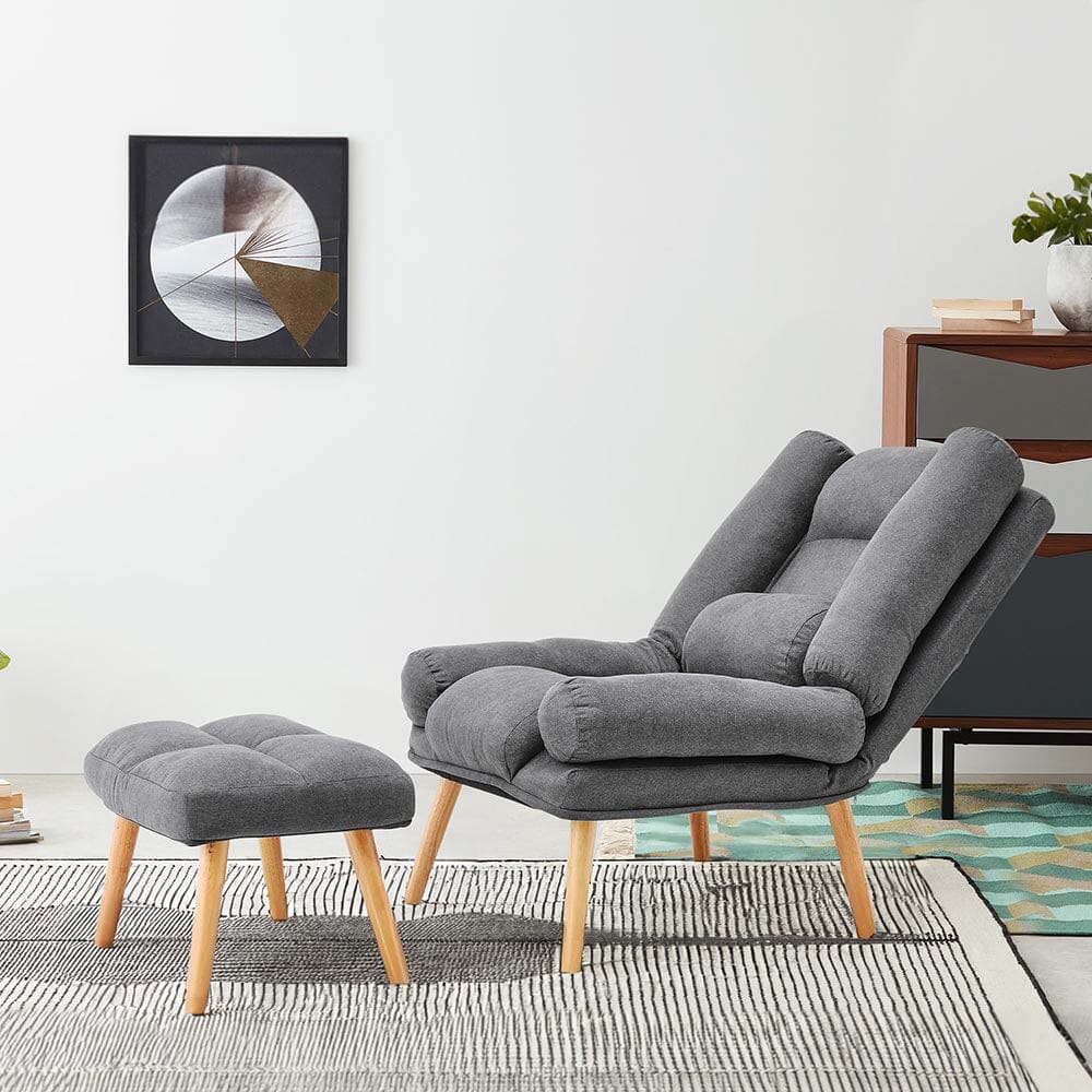Modern Adjustable Leisure Chair with Ottoman Grey Living and Home 