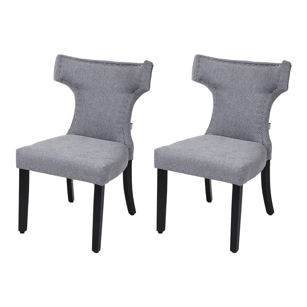 Upholstered Dining Chair with Stud Detail Backrest Living and Home Grey 