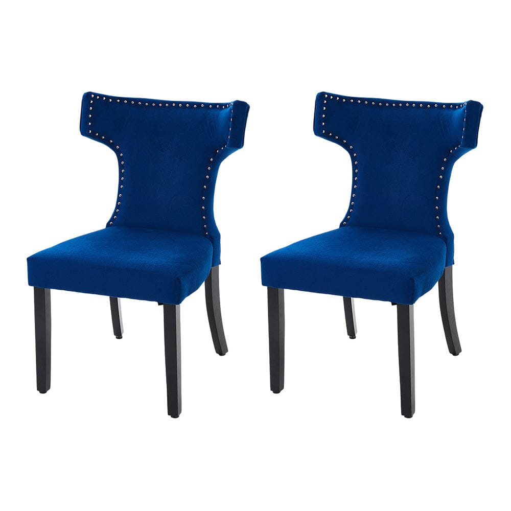 Upholstered Dining Chair with Stud Detail Backrest Living and Home Blue 