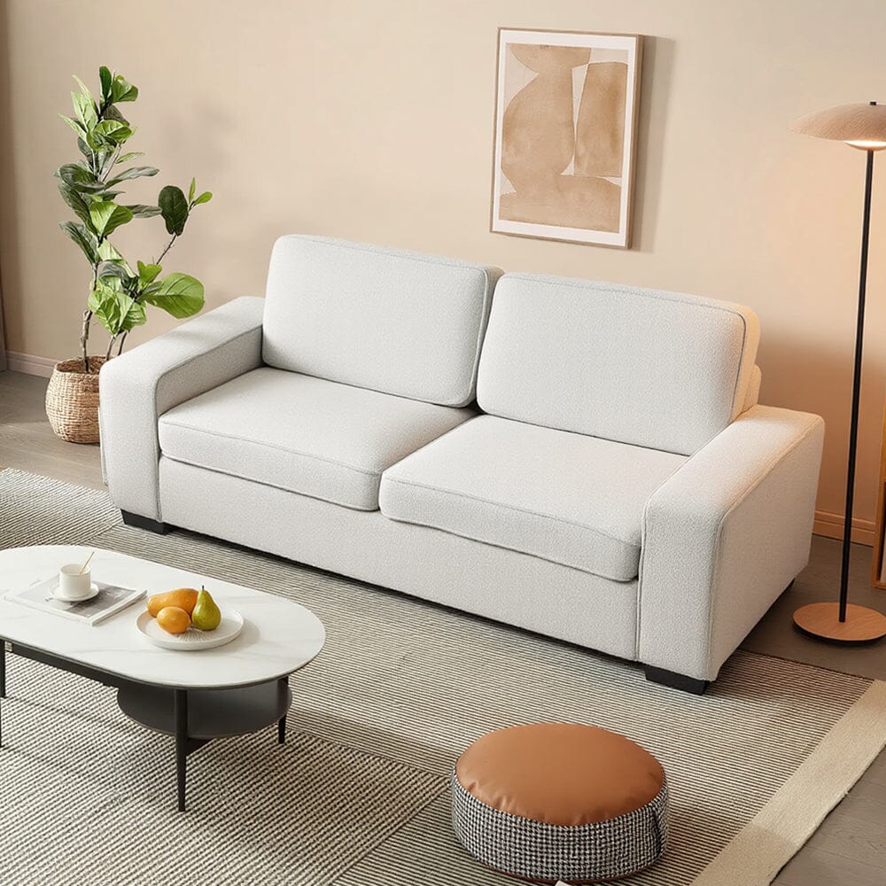 2 Seater Sofa White Teddy Fleece Double Box Packaging Living and Home 