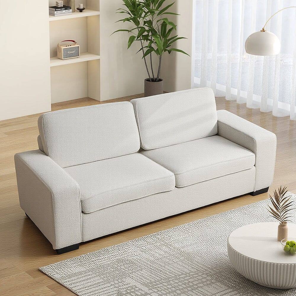 2 Seater Sofa White Teddy Fleece Double Box Packaging Living and Home 
