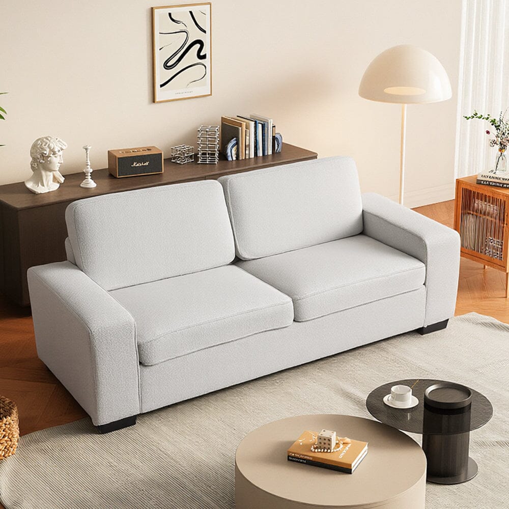 2 Seater Sofa White Teddy Fleece Double Box Packaging Living and Home 
