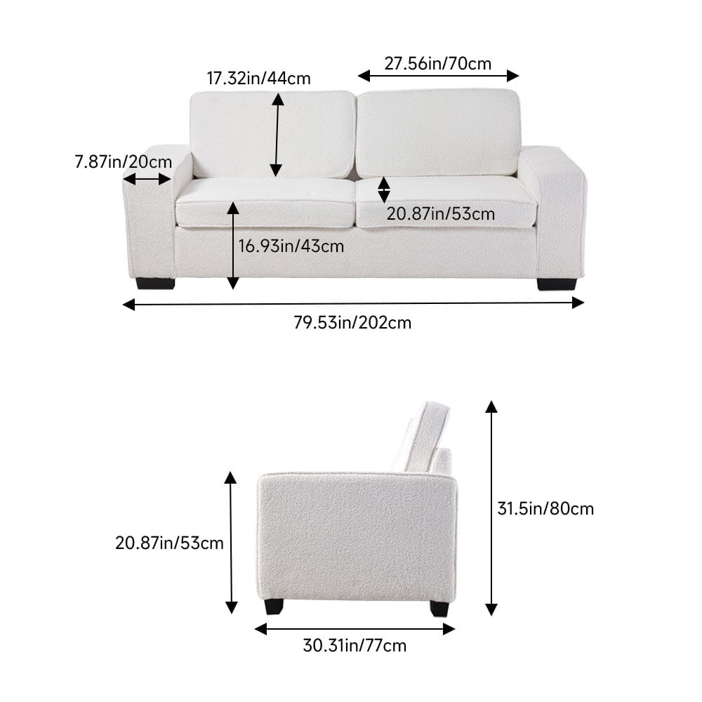 2 Seater Sofa White Teddy Fleece Double Box Packaging Living and Home 