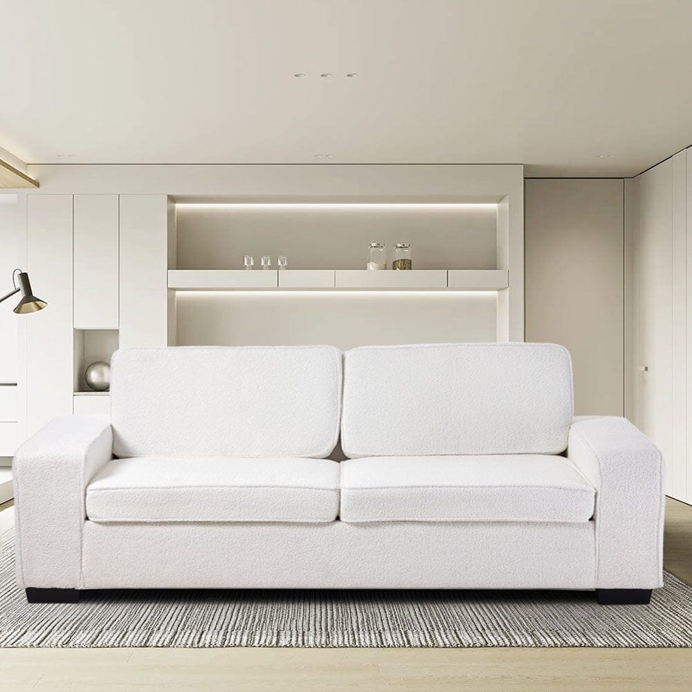 2 Seater Sofa White Teddy Fleece Double Box Packaging Living and Home 