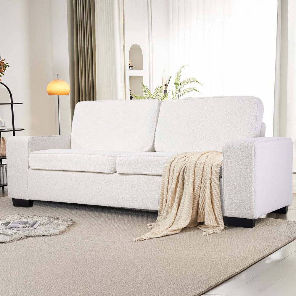 2 Seater Sofa White Teddy Fleece Double Box Packaging Living and Home 
