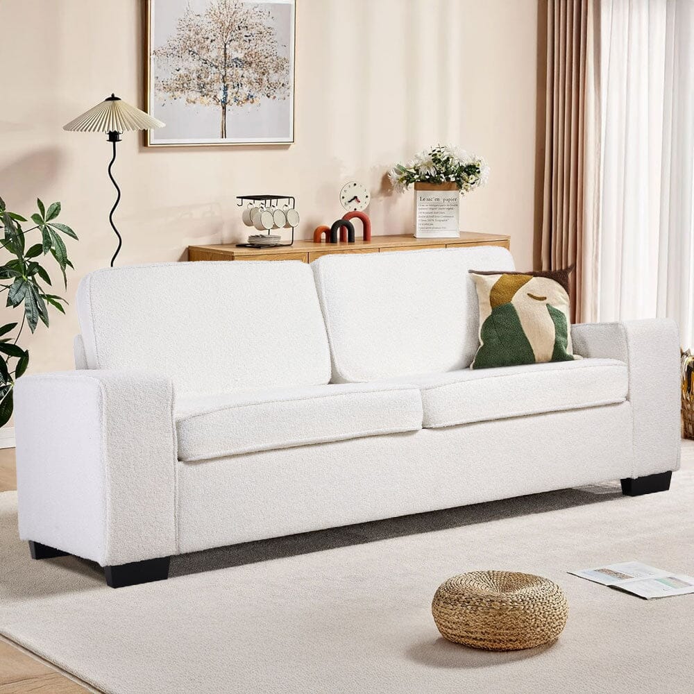 2 Seater Sofa White Teddy Fleece Double Box Packaging Living and Home 
