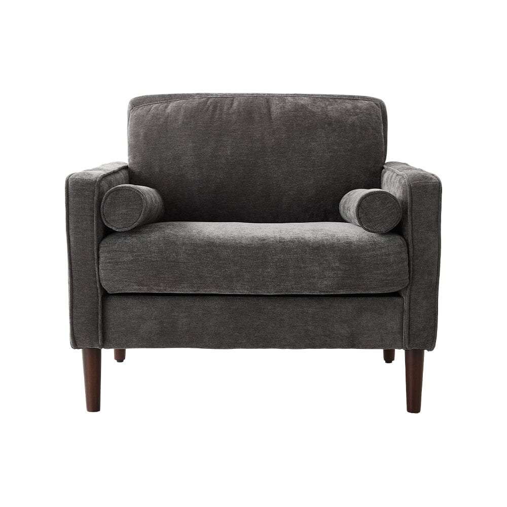 Accent Chair with 2 Cylindrical Pillows - Zippered Detachable Cushions Living and Home 