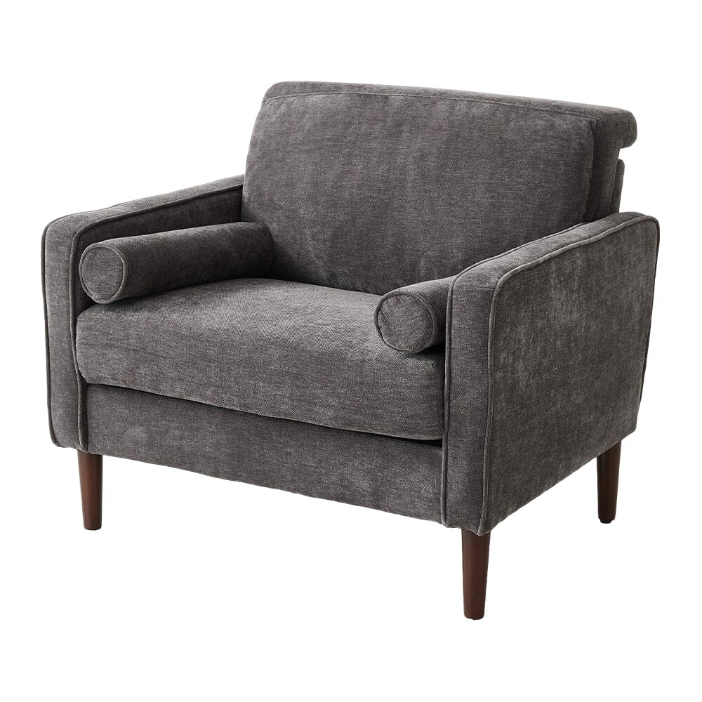 Accent Chair with 2 Cylindrical Pillows - Zippered Detachable Cushions Living and Home 