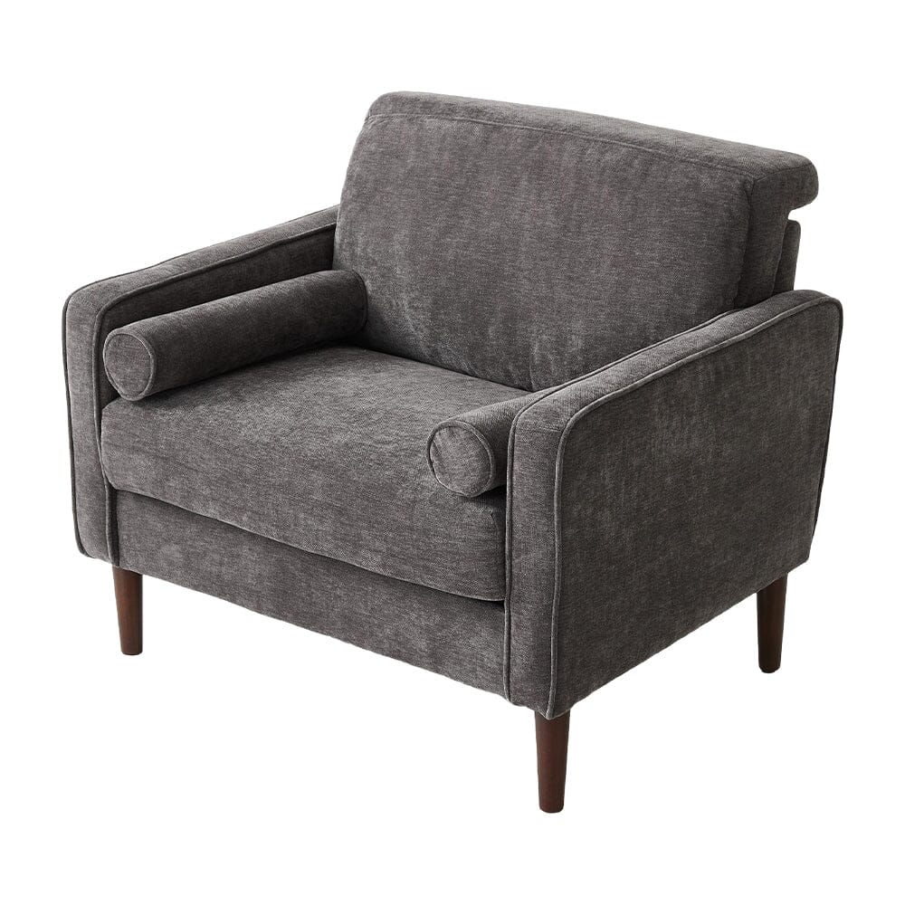 Accent Chair with 2 Cylindrical Pillows - Zippered Detachable Cushions Living and Home 