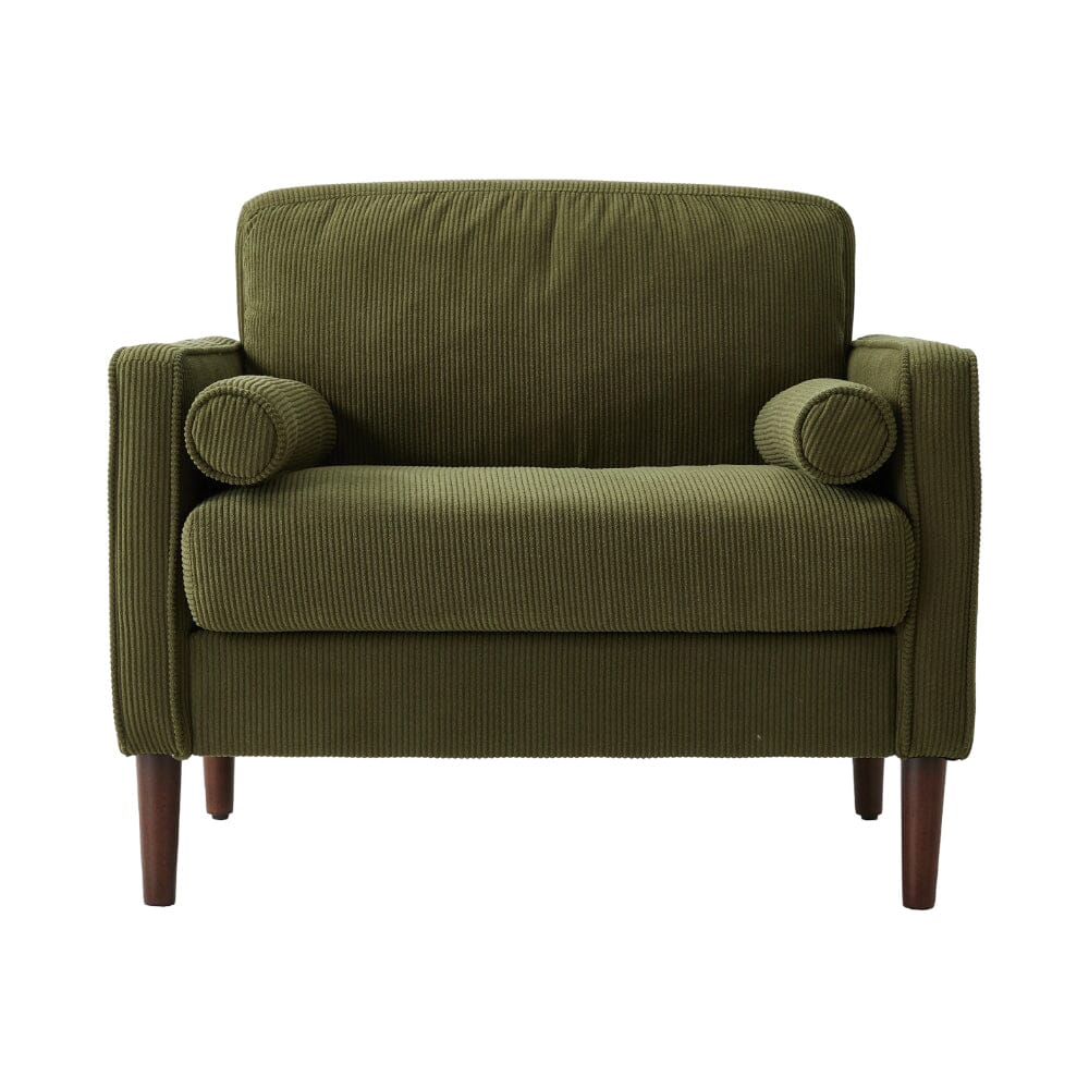 Accent Chair with 2 Cylindrical Pillows - Zippered Detachable Cushions Living and Home 