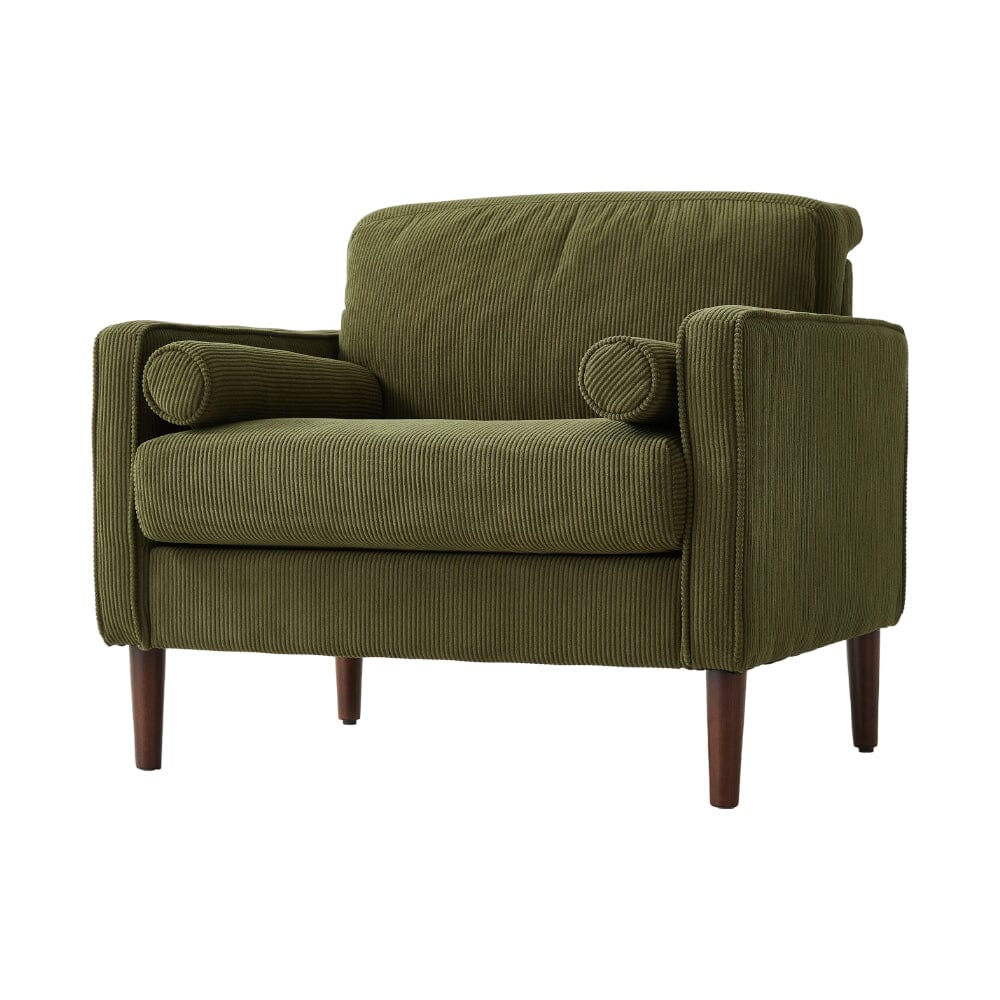 Accent Chair with 2 Cylindrical Pillows - Zippered Detachable Cushions Living and Home 