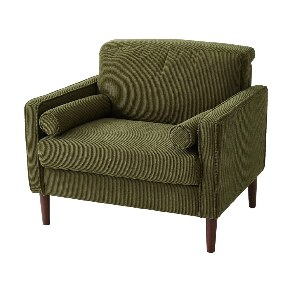Accent Chair with 2 Cylindrical Pillows - Zippered Detachable Cushions Living and Home 
