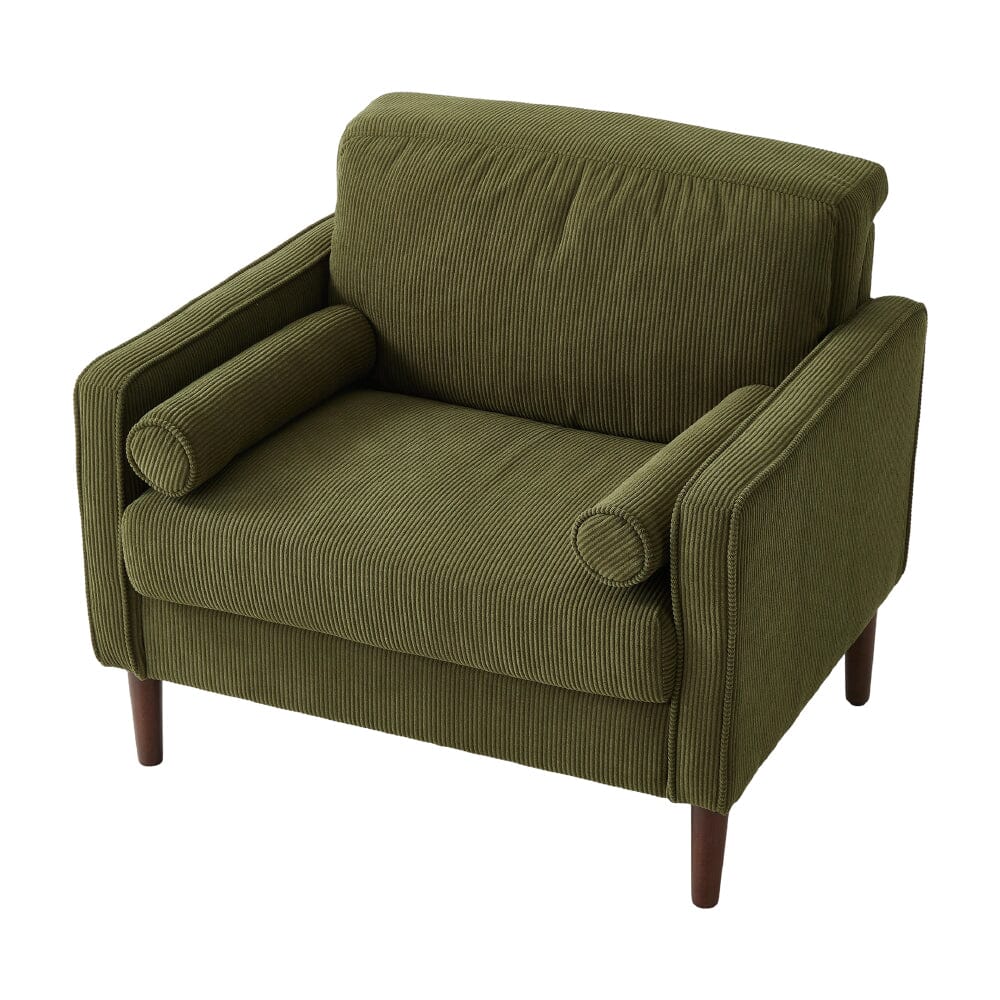 Accent Chair with 2 Cylindrical Pillows - Zippered Detachable Cushions Living and Home Green 