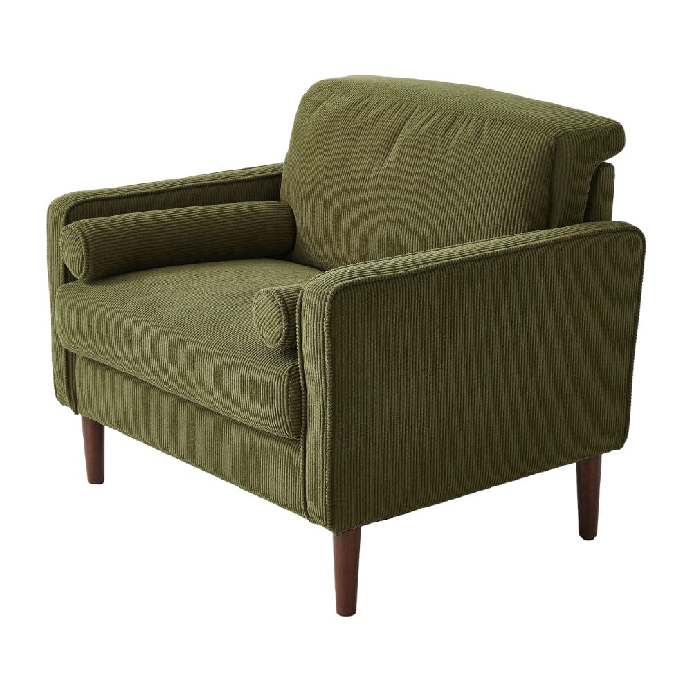 Accent Chair with 2 Cylindrical Pillows - Zippered Detachable Cushions Living and Home 