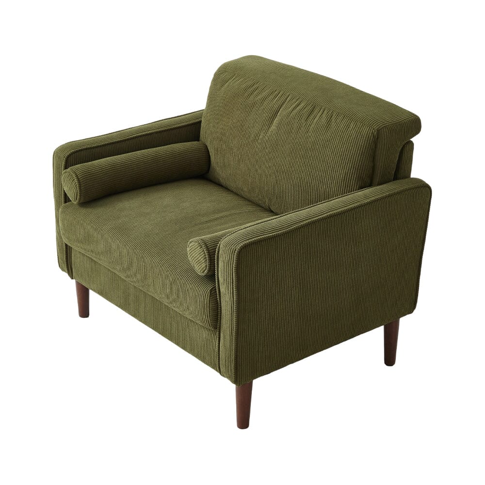 Accent Chair with 2 Cylindrical Pillows - Zippered Detachable Cushions Living and Home 
