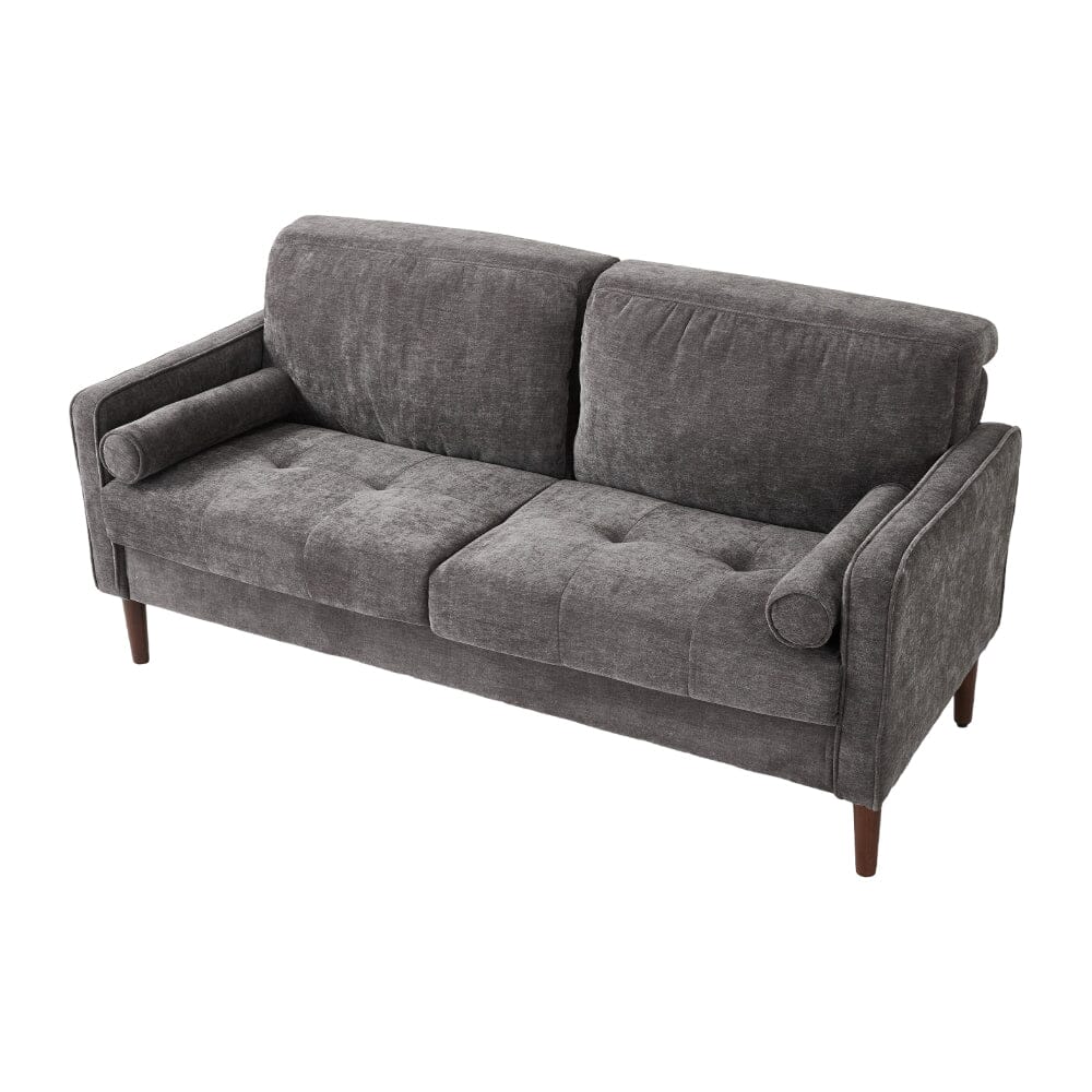 2 Seater Sofa with Cylindrical Pillows and Plush Cushions Living and Home 