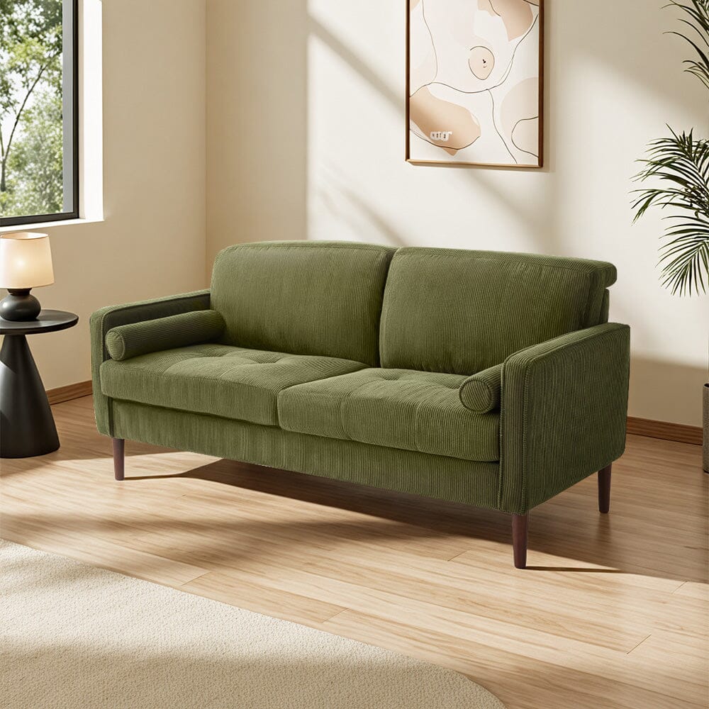 2 Seater Sofa with Cylindrical Pillows and Plush Cushions Living and Home 
