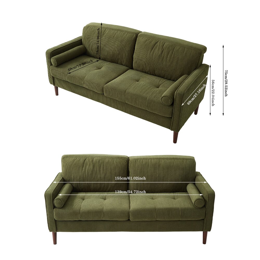 2 Seater Sofa with Cylindrical Pillows and Plush Cushions Living and Home 
