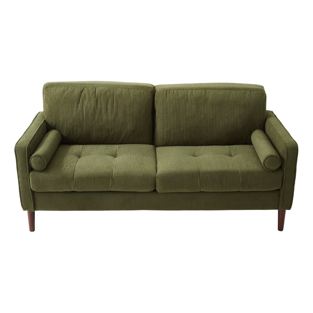 2 Seater Sofa with Cylindrical Pillows and Plush Cushions Living and Home 