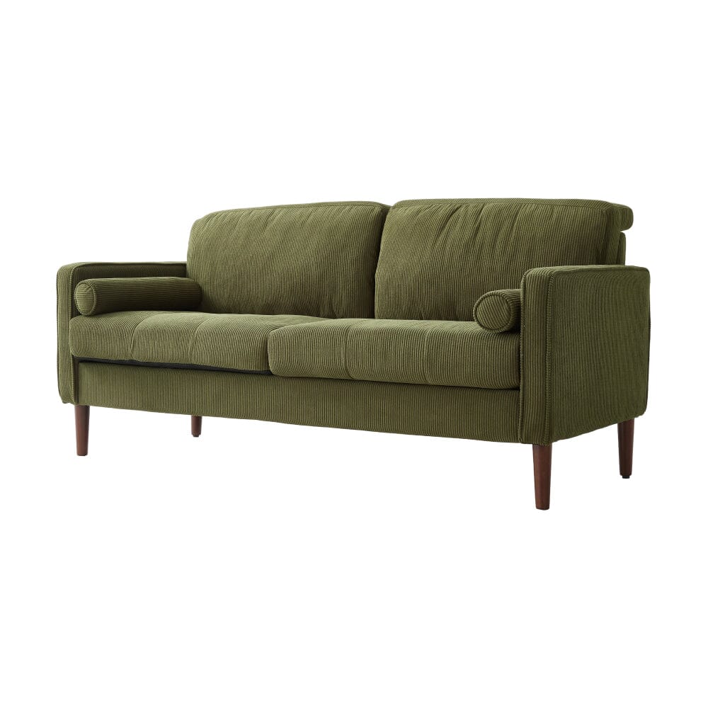 2 Seater Sofa with Cylindrical Pillows and Plush Cushions Living and Home 
